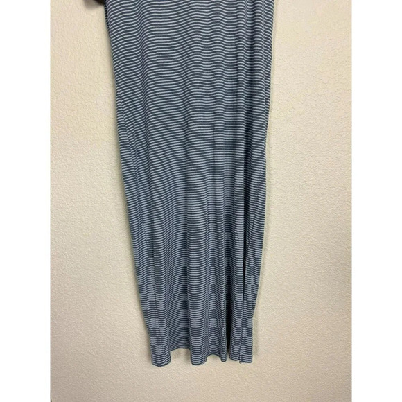Everly T Shirt Dress Size Large Long Striped Blue White Textured Short Sleeves - Picture 5 of 10